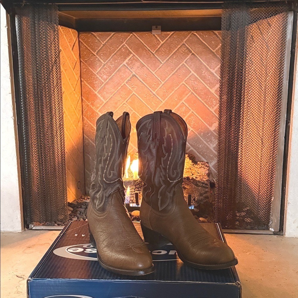 Dan Post Cowboy Western Boots Brown Leather Mens Size 10 D